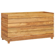 Aiuola rialzata con fioriera 100 x 40 x 55 cm legno di teak riciclato e acciaio 02_0000896