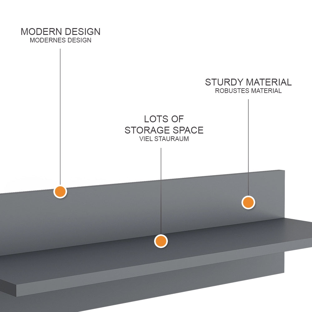 Vitalispa Scaffale a muro Grigio 70 x 20 cm