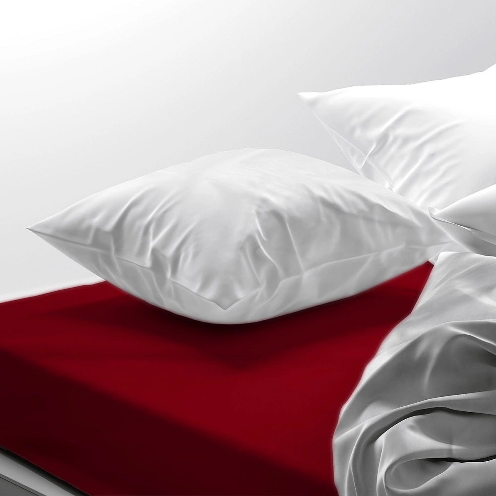 Lenzuolo letto sotto con angoli 100% puro cotone Made in Italy tinta unita Bordeaux - 1 Piazza maxi