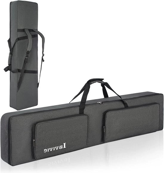 Tas per tastiera 88 tasti 138 x 36 x 17 cm - impermeabile e idrorepellente - imbottitura in schiuma spessa - grigio