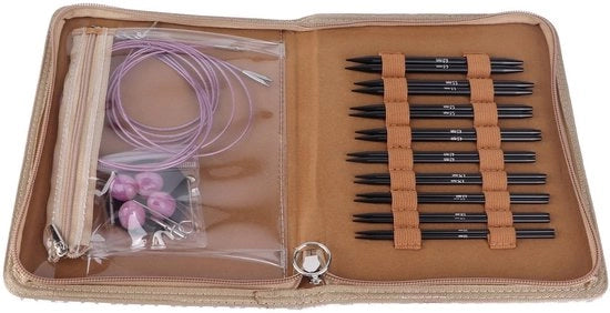 Set di aghi arrotondati per cucire - Ergonomico - Aghi intercambiabili 3-6 mm - Borsa di stivaggio - Cucito a mano - Maglia - Indicazione della dimensione chiara - Aghi per maglia