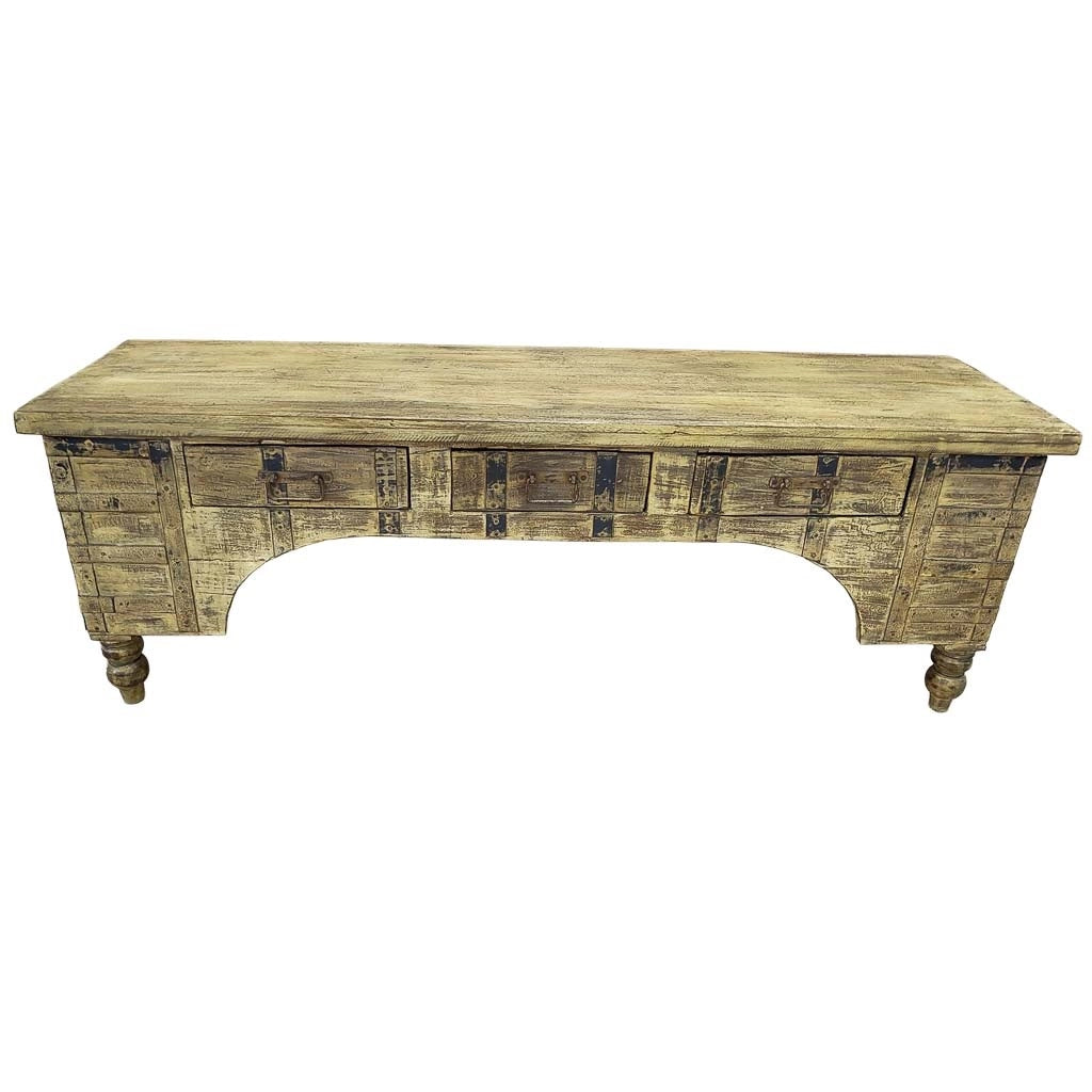 Mobile basso artigianale in legno 165-175x45x57h cm
