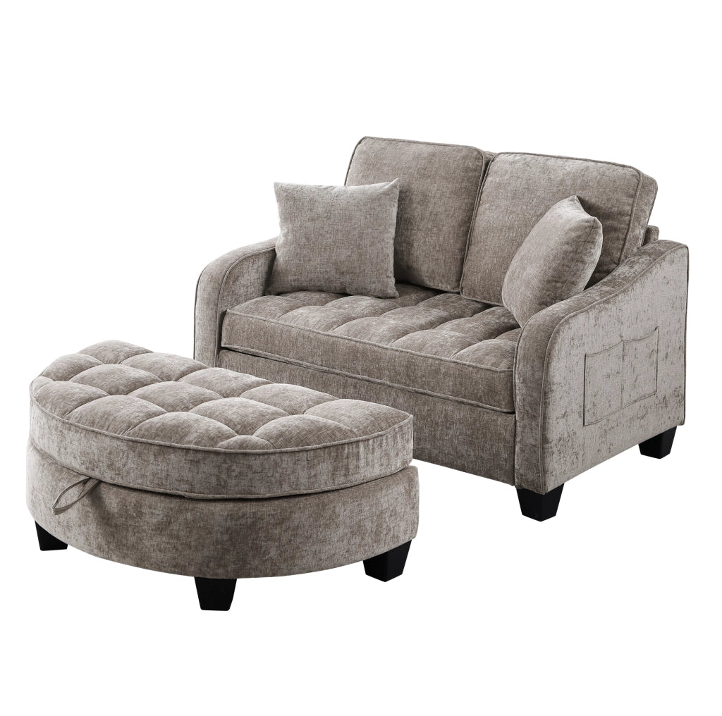 Divano letto 132x129x93 cm convertibile in chaise longue; in legno di eucalipto marrone