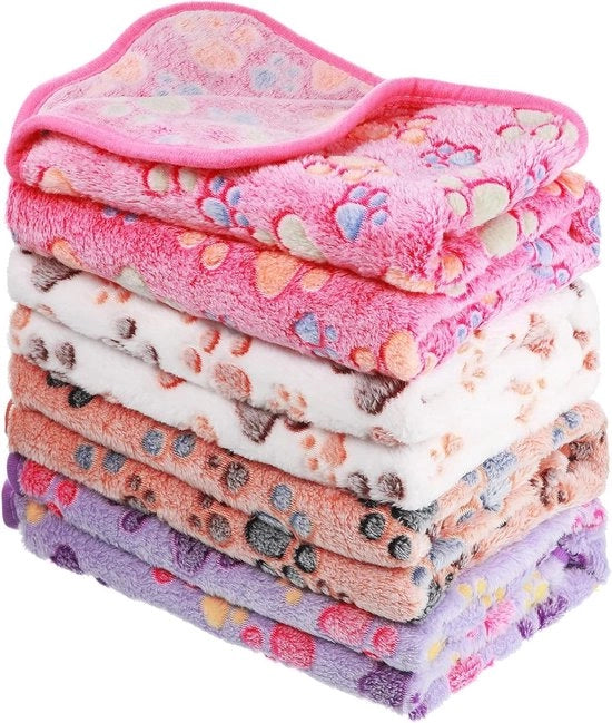Fleece deken per soffice per animali domestici - Soffice degenere per piccoli e medi animali domestici - Con disegno piedi - Pelle cavia - Disponibile in diverse colori - Small
