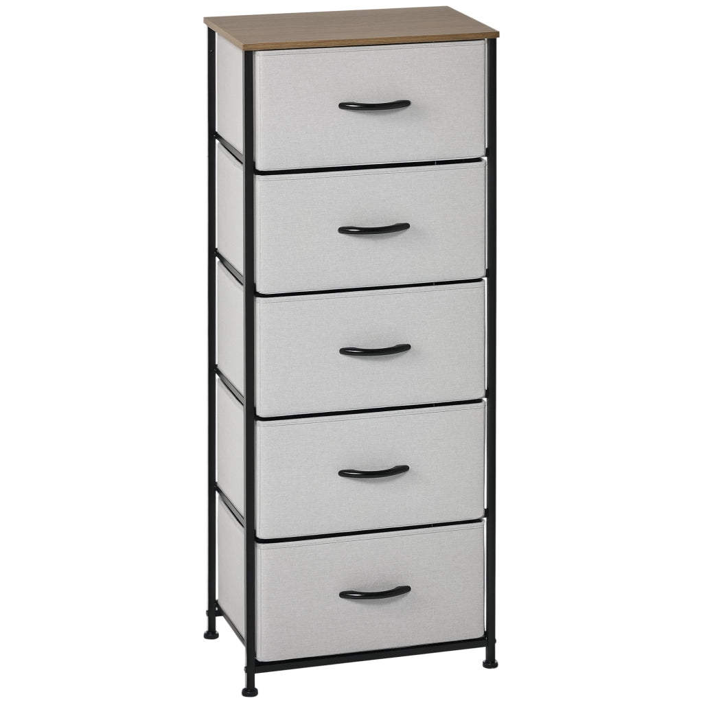 Cassettiera 5 cassetti in tessuto con struttura in acciaio nero ¨C Minimal ¨C Grigio 45x30x116