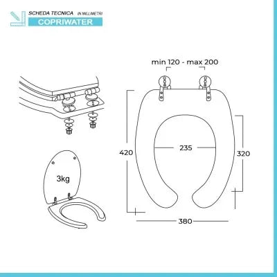 Copriwater per disabili e anziani con apertura frontale in legno mdf bianco
