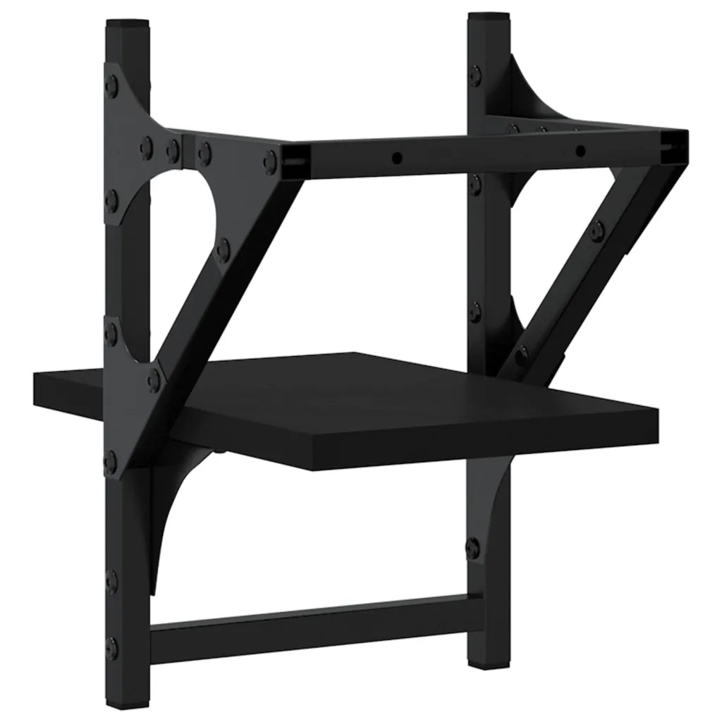 2 pz Mensole da Parete | Scaffali a Parete | Ripiano a parete con Aste Nere 20x25x30 cm