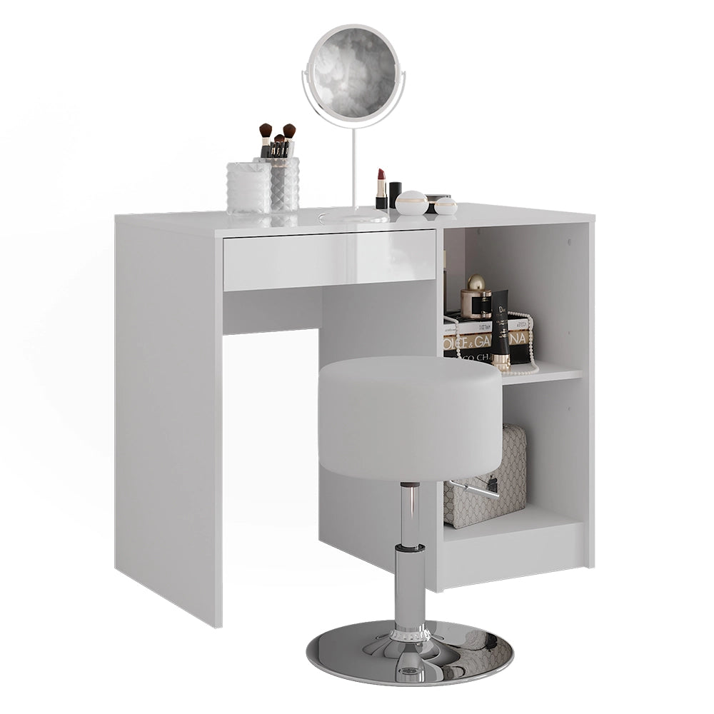 Vicco Tavolo da toeletta Bianco/bianco lucido 89.8 cm con sgabello