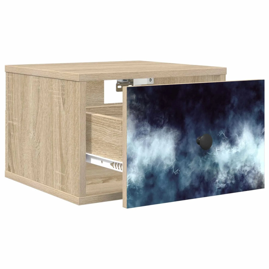 Mobiletto da comodino a parete RAALTE 2 pz Rovere Sonoma 8007442