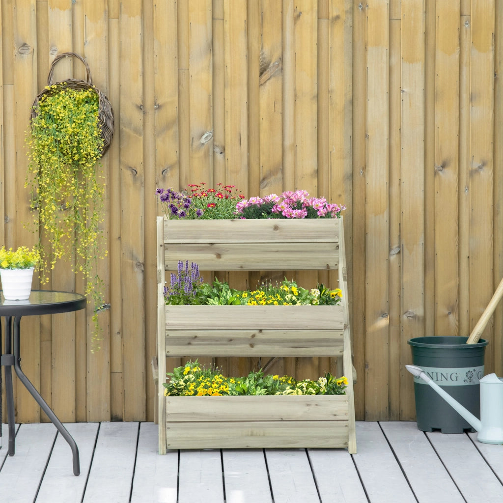 Fioriera Giardino Legno 3 Livelli ¨C Zephmum ¨C Verde 65x75x76cm