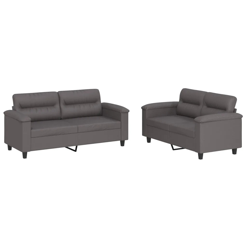 Set di Divani 2 pz con Cuscini Grigio in Similpelle 3202364