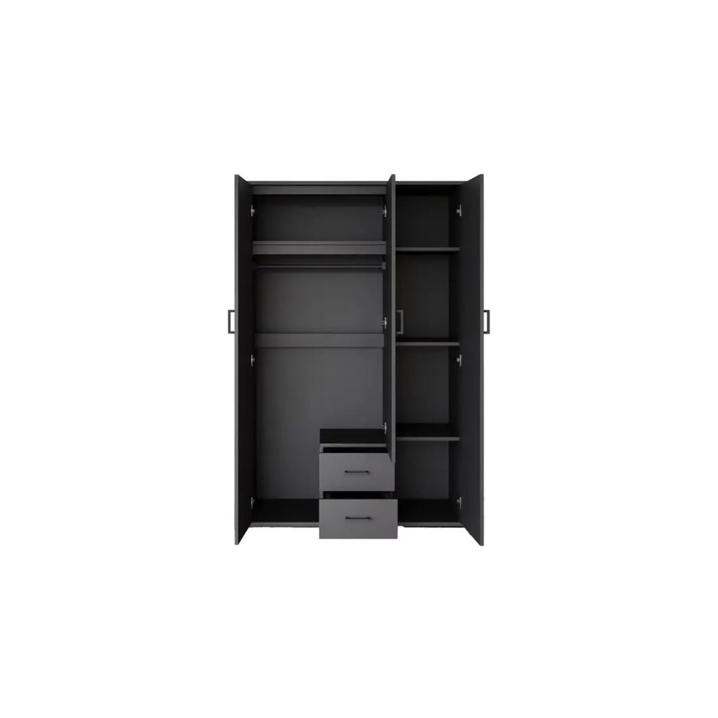 Armadio TOM – 3 porte – Colore grigio antracite – Guardaroba + scaffali – L120 cm – Design
