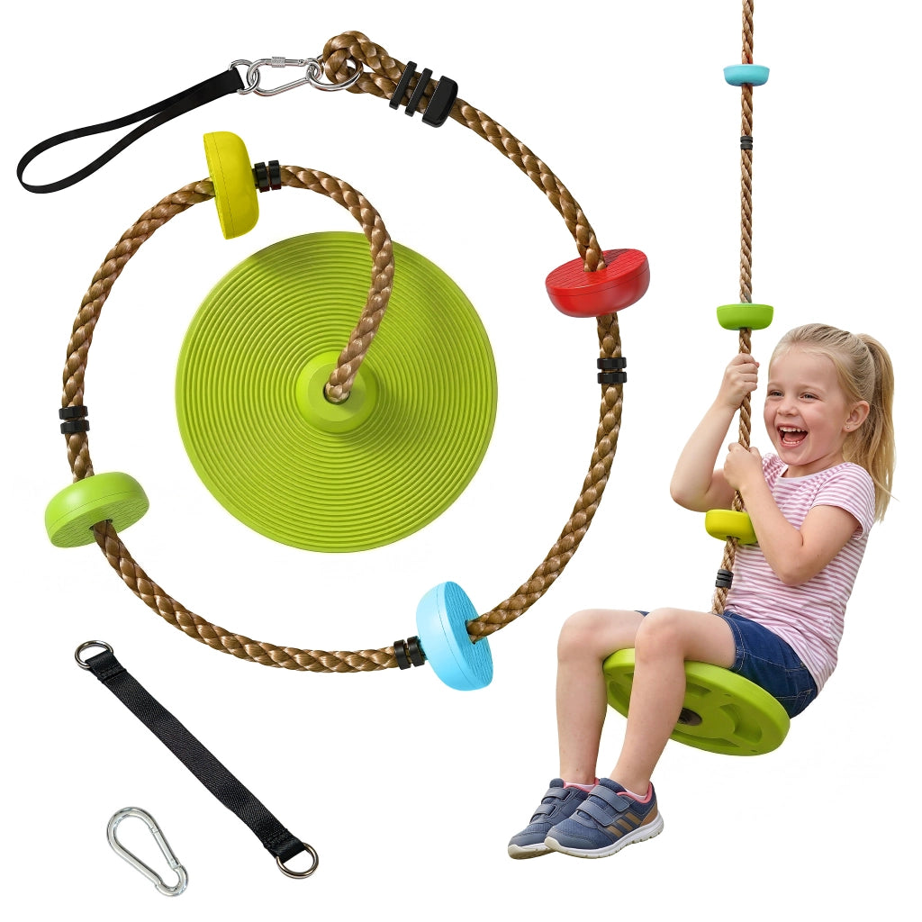Altalena per bambini con piattaforma e corda ¨C zephmum ¨C Verde