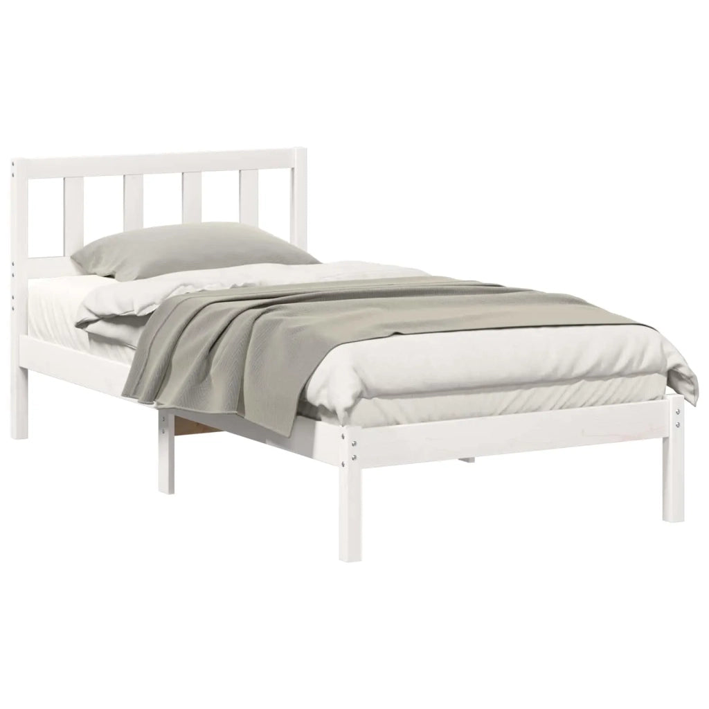 Struttura del letto Bianco 90 x 200 cm Pino massello 872249