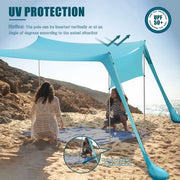 Ombrellone da spiaggia portatile con protezione UV UPF50+ e pertiche in alluminio