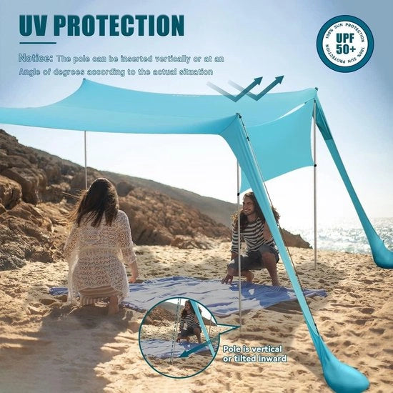Ombrellone da spiaggia portatile con protezione UV UPF50+ e pertiche in alluminio