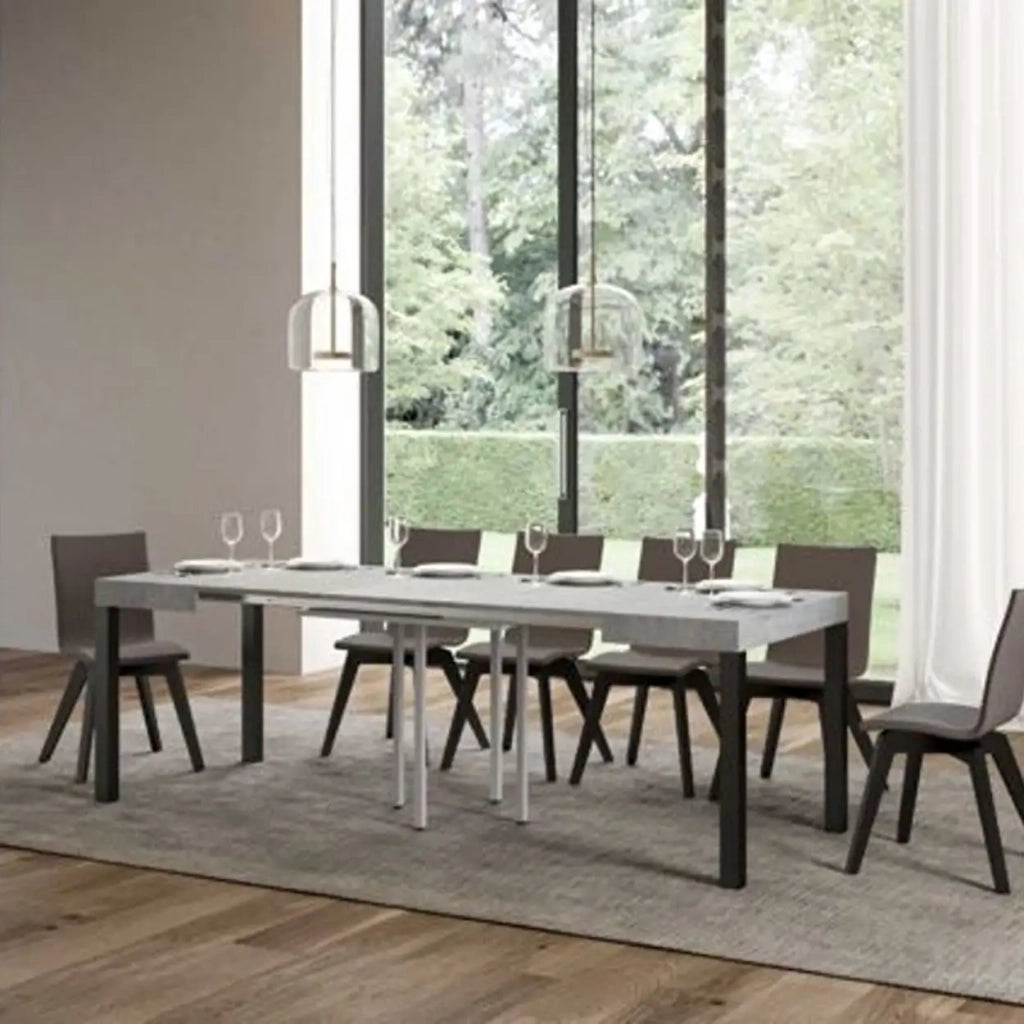Tavolo allungabile 90/246x90 cm Everyday colore cemento gambe antracite