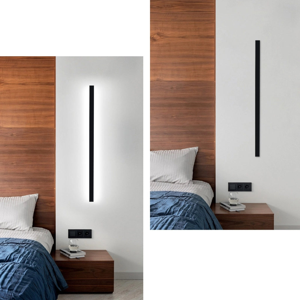 ZMH Applique LED da parete per interni 100cm bianco freddo metallo nero 32W soggiorno cucina