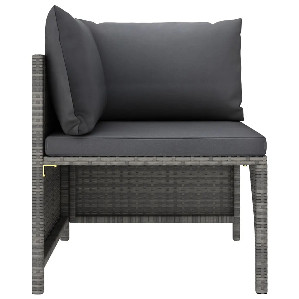 Set Divani da Giardino 6 pz con Cuscini in Polyrattan Grigio cod mxl 36225
