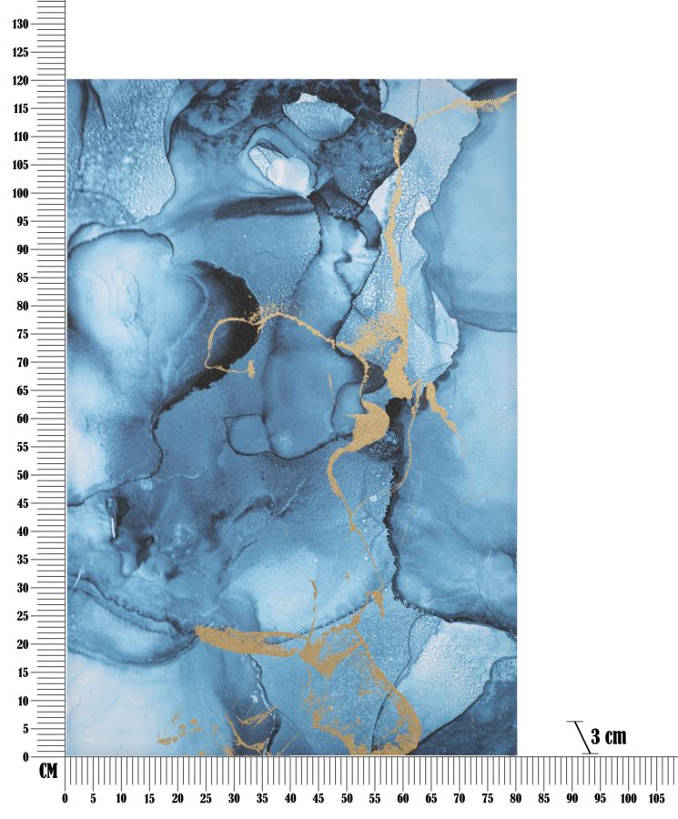 Stampa Dipinta Blu Rey 80x3x120 cm in Legno e Tessuto