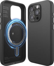 Casella magnetica in pelle vegetale per iPhone 15 Pro - Pelle PU vegetale, Magneti forti, Protezione completa del corpo