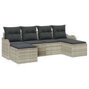 Set Divano da Giardino 6 pz | Set Salotto da Giardino Grigio chiaro Poly Rattan