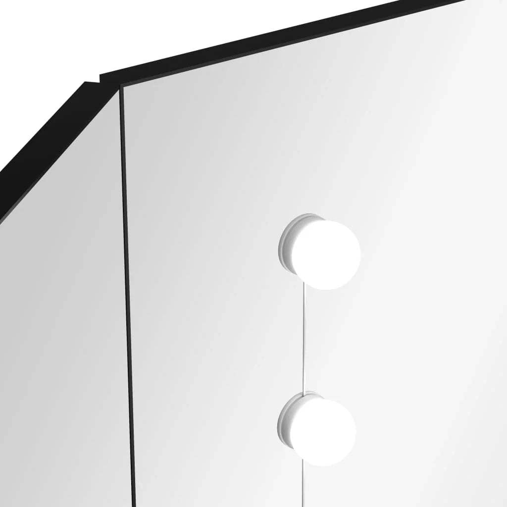 Tavolo da toeletta angolare con illuminazione a LED 111 x 54 x 141,5 cm nero 02_0006296