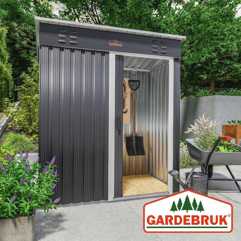 Casetta da Giardino Porta Attrezzi 185x165x90cm 1,5m² con Porta Scorrevole Armadio da Esterno in Metallo
