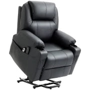 Poltrona Alzapersona Reclinabile max 135° con 8 Punti Massaggianti e Poggiapiedi, 88x92x106 cm, Nero