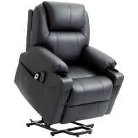 Poltrona Alzapersona Reclinabile max 135° con 8 Punti Massaggianti e Poggiapiedi, 88x92x106 cm, Nero