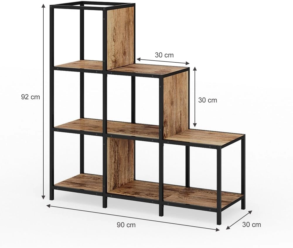 Divisorio per ambienti Fyrk, Legno antico, 90 x 92 cm, utilizzabile come divisorio o come libreria aperta