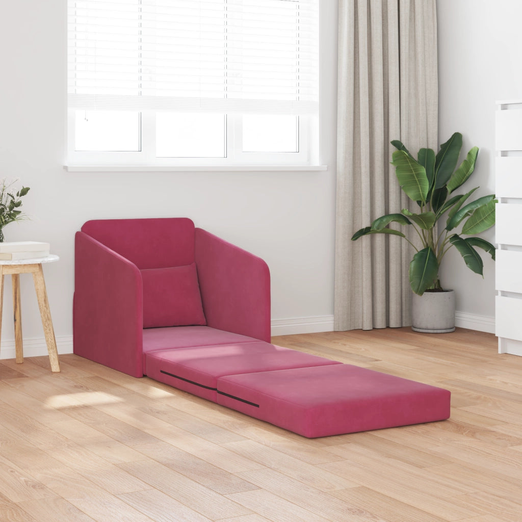 Divano Letto 2-in-1 Bordeaux 65x80x83 cm Velluto