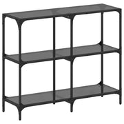 Tavolino Consolle | Tavolo d'Ingresso con Piano in Vetro Nero 98x30x81cm in Acciaio