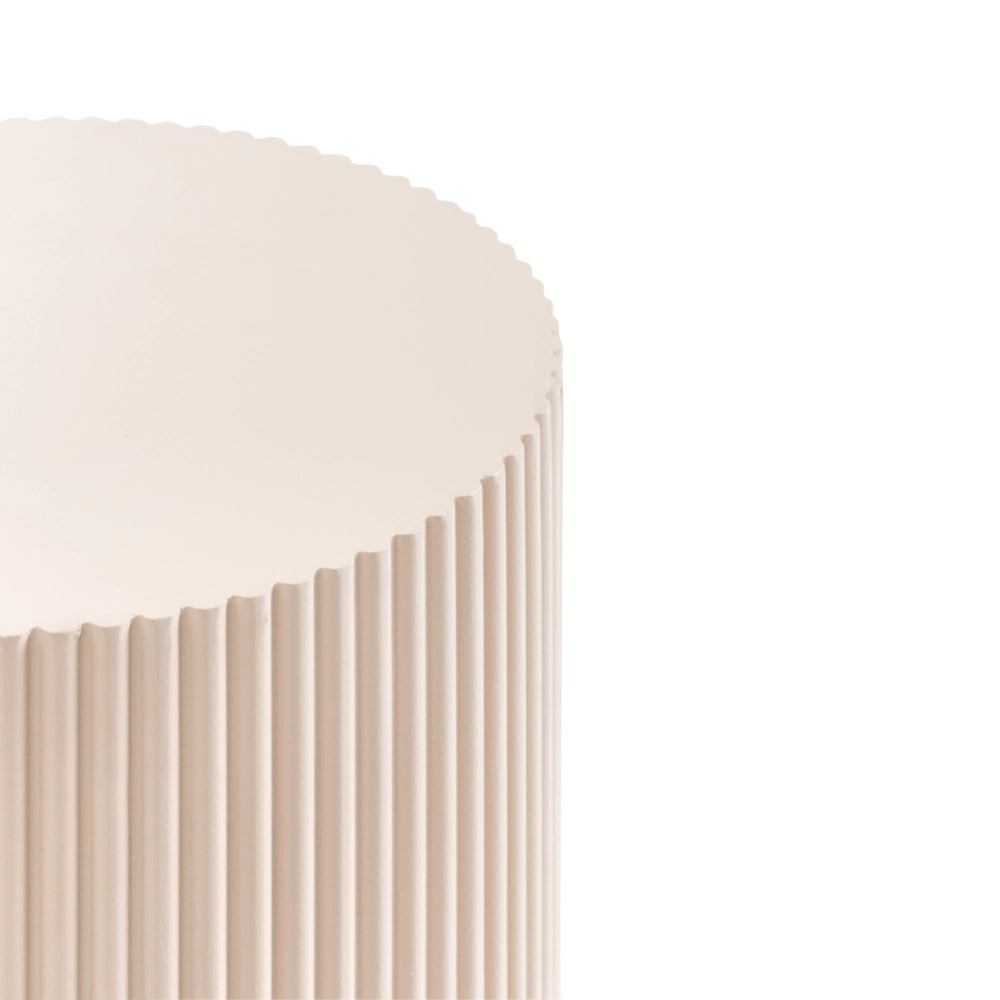 Tavolino con piano in MDF Design moderno e scanalato ø 30 cm bianco sporco