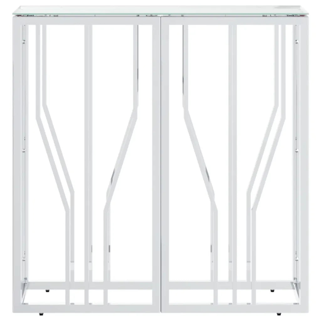 Tavolino Consolle 70x30x70 cm in Acciaio Inox e Vetrocod mxl 129467