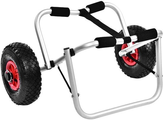 Carrello per kayak - Materiale in alluminio - Pieghevole - Capacità di carico 80 kg - Pneumatici 10 pollici - Adatto per il trasporto di kayak - Ideale per gli appassionati di sport acquatici - Leggero