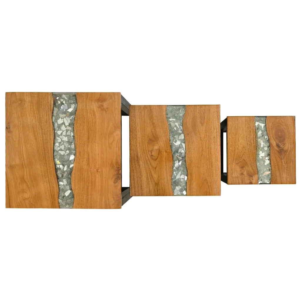 Tavolo Nesting 3 pz Marrone Legno di teak solido CFW6646680