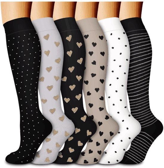 Compressi in gomma per uomo e donna (6 paia) - Sostegno ottimale per cura, corsa, camminata e recupero (L-XL)