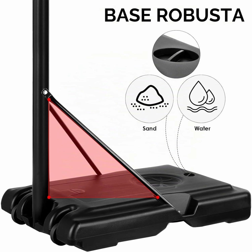 Canestro da Basket Portatile per Adulti, Canestro Basket Regolabile in Altezza 230-305 cm con Ruote Tabellone Infrangibile e Retina Durevole, Adatto a Interno Esterno