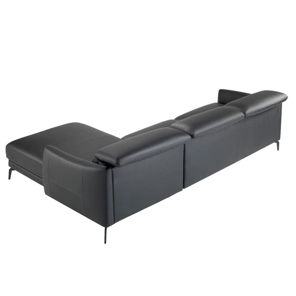 Divano chaise longue destro in pelle nera