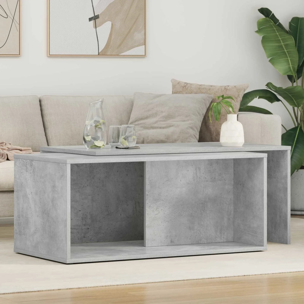 Set di Tavolini da Caffè 2 pcs Grigio cemento Legno multistrato