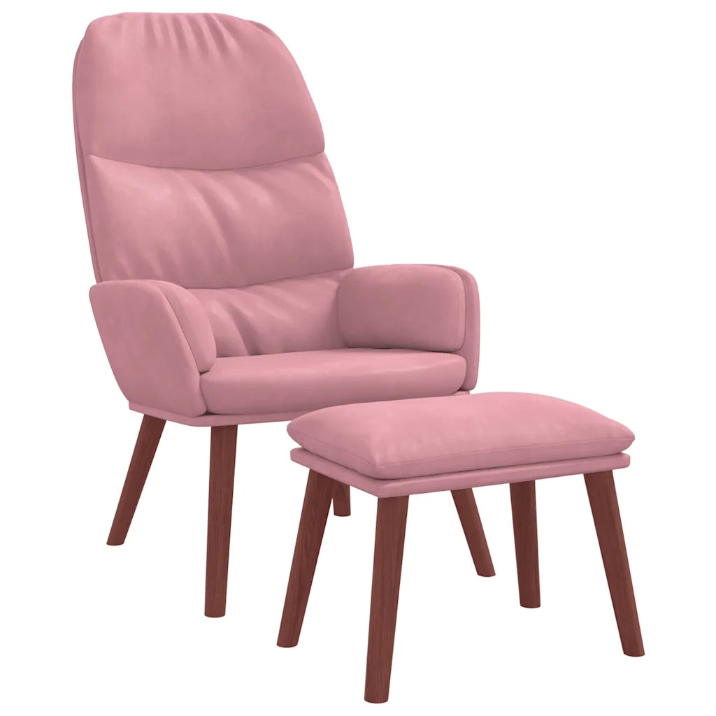 Poltrona Relax con Poggiapiedi Rosa in Velluto 3315120