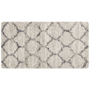 Tappeto shaggy boho 80 x 150 cm con motivo geometrico beige chiaro e grigio soggiorno camera da letto