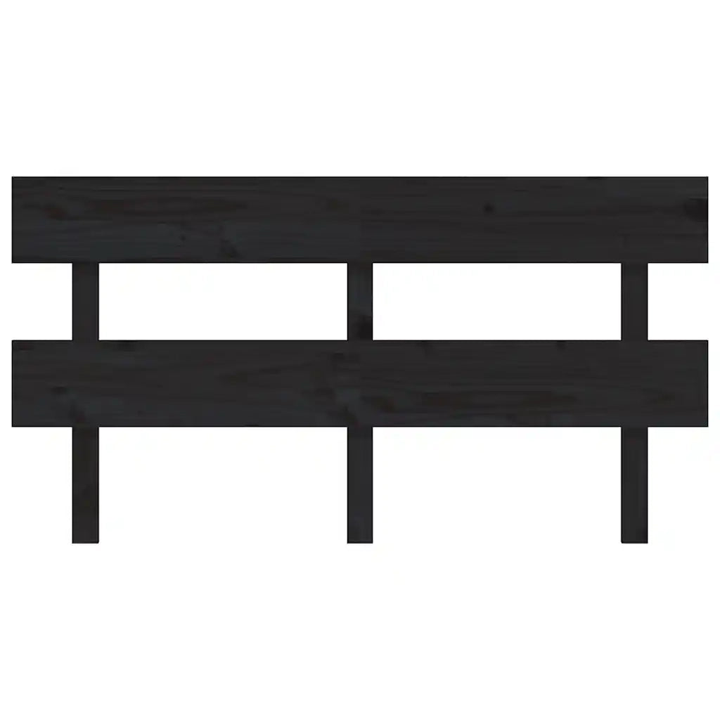 Testiera | Testata per Letto Nera 164x3x81 cm in Legno Massello di Pino