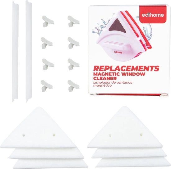 Pulitore magnetico bifacciale per infissi 15-24 mm - Kit di pulizia finestre professionale con parti di ricambio