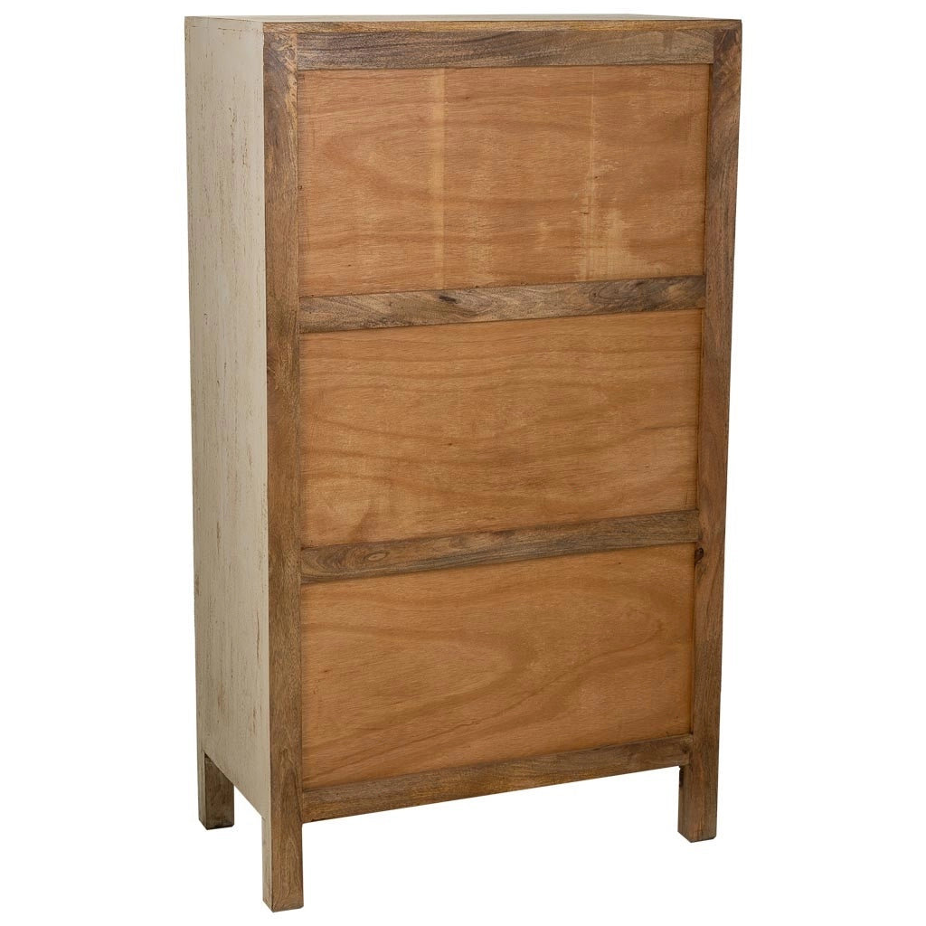 Armadio in legno intagliato artigianalmente a 2 ante beige 78x35x140