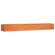 Fioriera rialzata per piante fiori terrazza giardino finitura ruggine 400 x 80 x 45 cm acciaio corten marrone 02_0039874