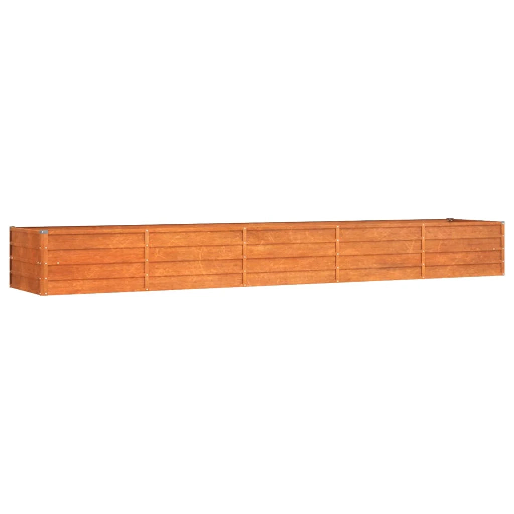 Fioriera rialzata per piante fiori terrazza giardino finitura ruggine 400 x 80 x 45 cm acciaio corten marrone 02_0039874