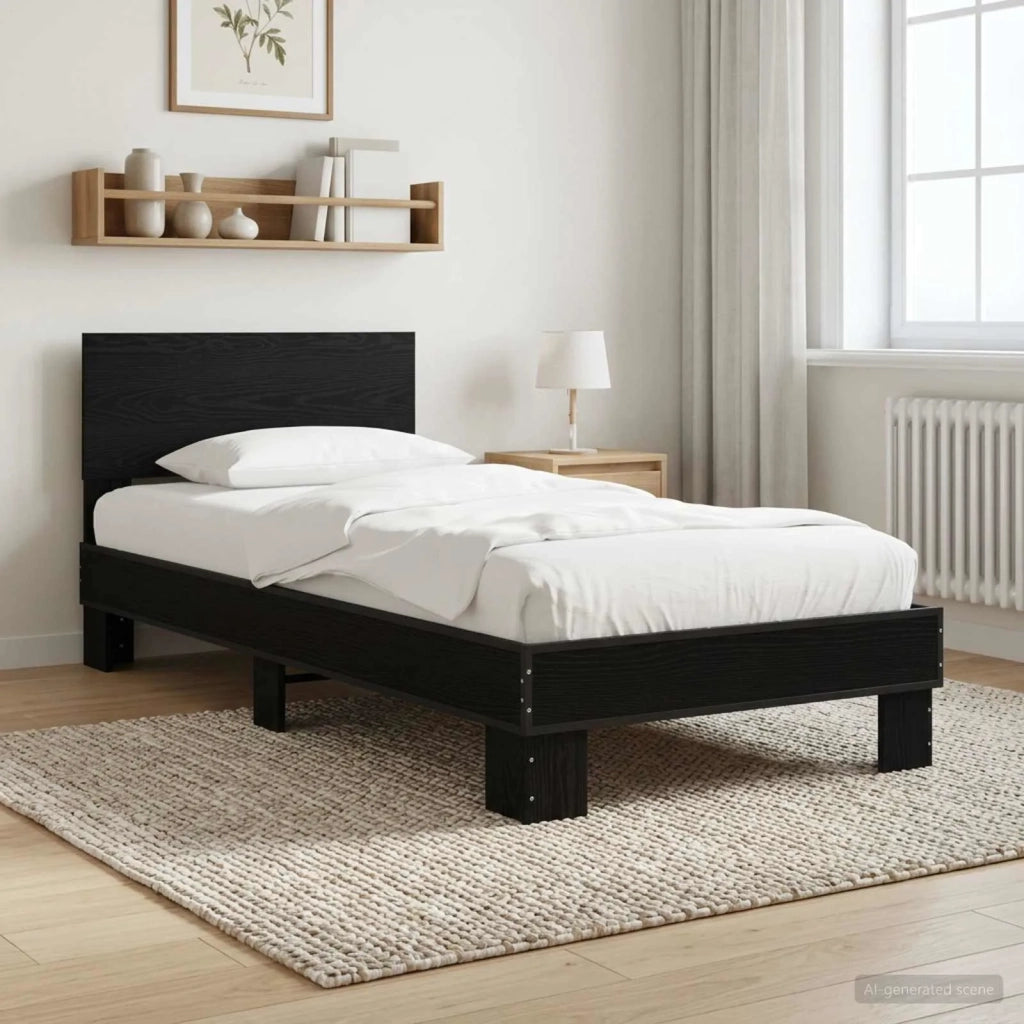Struttura letto con testata Rovere Nero 80 x 200 cm 8009087