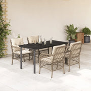 Set da Pranzo da Giardino 5 pz con Cuscini Beige in Polyrattan 3212148
